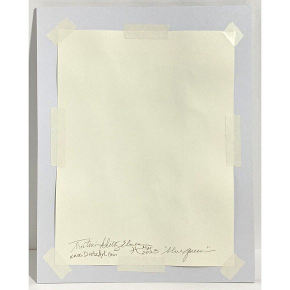 Blue Queen - Original Wall Art Acrylic Painting 11x14in Matted Frame Ready - Picture 11 of 12